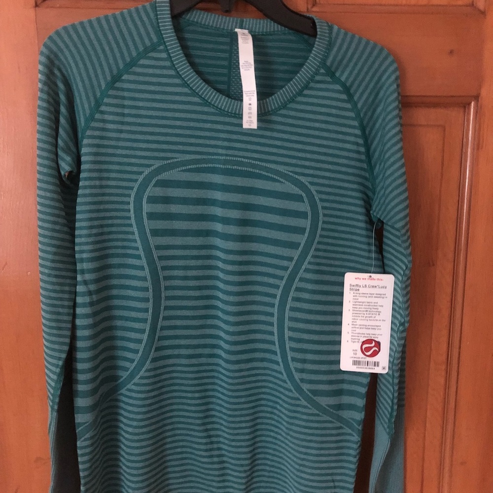 NEW Lululemon Swiftly LS Crew Lucy Stripe Top